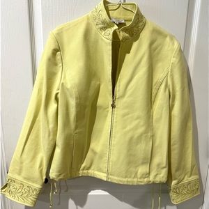 St John Yellow Citrine Zip Jacket Embellished With Sequins